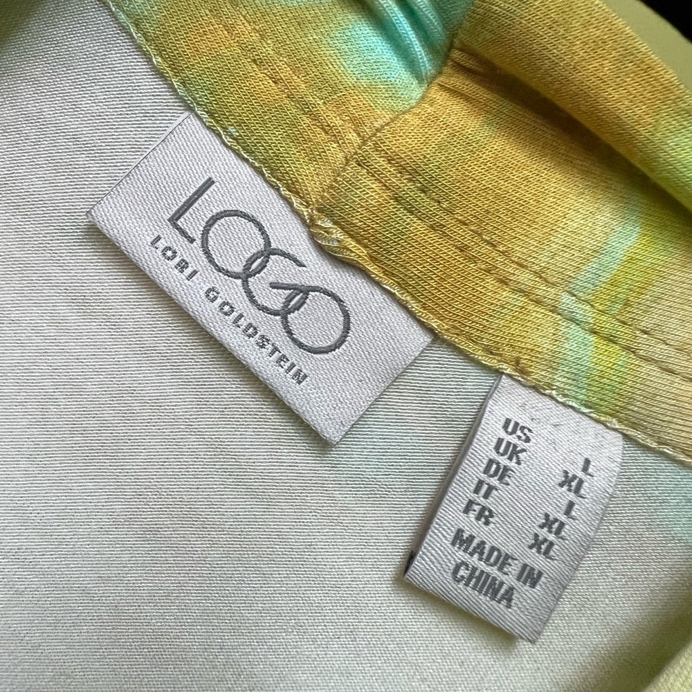 LOGO by Lori Goldstein Yellow and Green Cardigan - Picture 3 of 11